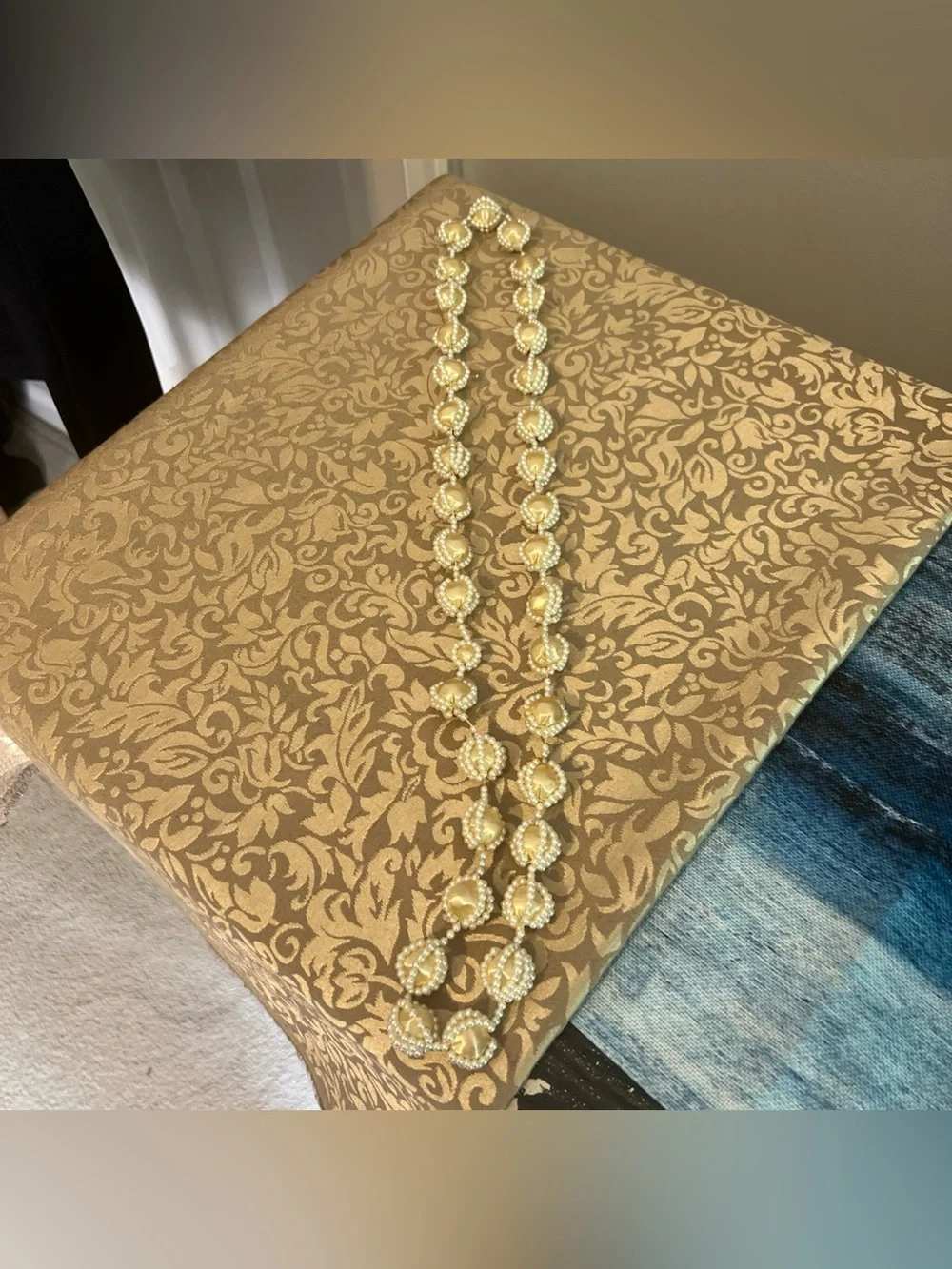 STUNNING VINTAGE ESTATE CAGED BEAD & PEARL NECKLACE Faux Pearls 36” Long